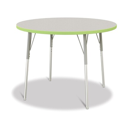 Jonti-Craft Berries Round Activity Table, 42 in. Diameter, A-height, Freckled Gray/Key Lime/Gray 6468JCA130